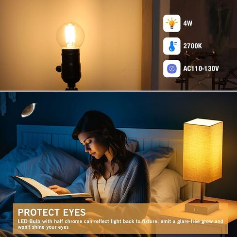 LED Dimmable LED G16.5 المصباح الكهربائي 40W متساوي 4W ، مصابيح كهربائية صغيرة مستديرة الكرة الأرضية قصيرة المصابيح الكهربائية للثريا ، المصباح ، الغرور الحمام ، الشمعدان ، أبيض دافئ 2700 كيلو متر ، حزمة من 2 in Kuwait