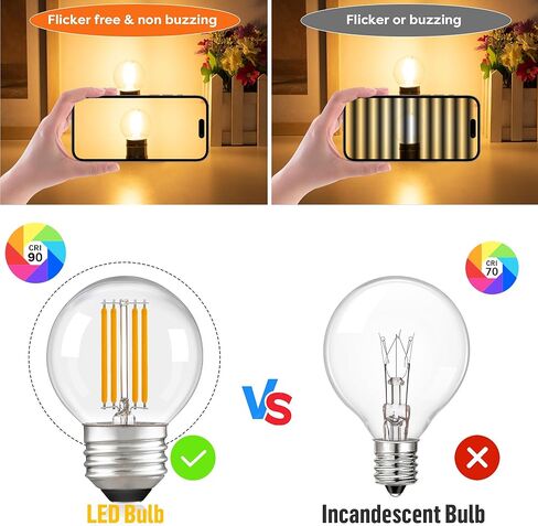 LED Dimmable LED G16.5 المصباح الكهربائي 40W متساوي 4W ، مصابيح كهربائية صغيرة مستديرة الكرة الأرضية قصيرة المصابيح الكهربائية للثريا ، المصباح ، الغرور الحمام ، الشمعدان ، أبيض دافئ 2700 كيلو متر ، حزمة من 2 in Kuwait