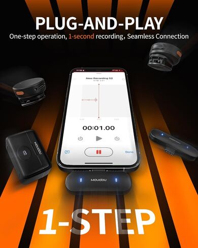 MIC MIC MIC MIC Lavalier Lavalier لـ iPhone 16 15 Pro Max Android Phone Case Case Clip Mics for Vlogging YouTube Tiktok Video Contracts (USB-C & Lightning ، Black) in Kuwait