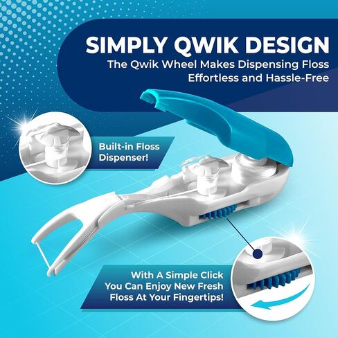 QWIK Automatic Dental Flosser | Click-to-Use, Reusable & Refillable | Pre-Loaded Floss with Travel Cover | Easy Flossing for Plaque Removal, Clean Teeth & Fresh Breath (Dark Blue) in Saudi Arabia