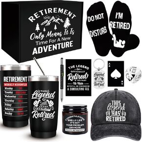 10 Pcs Retirement Gifts for Men 2025, This Legend Has Retired, Happy Retirement Gifts for Dad, Grandpa, Coworker, Teachers, Boss, Friends, Retirees, 20 Oz Tumbler Best Retirement Gifts Basket in Saudi Arabia