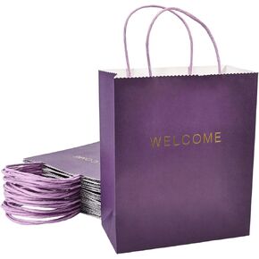 driew Welcome Bags 50 Pack, 7.9 x 3.7x 9.4'' Black Welcome Gift Bags Paper Bags with Handles Black Gift Bags for Retail, Wedding,Party, Shopping in Kuwait