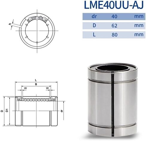 1PC Motion Linear Bearings LME8UU/25/5/30/40/20/60/80/16/50/10UU/12UU-AJ Open Cylindrical Sleeve Bearing(LME5UU-AJ 5x12x22mm) in Saudi Arabia
