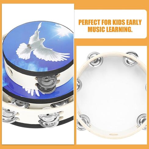UPKOCH 3pcs Kids & Adult Tambourine Set -6'',8'', 10" Handheld Percussion Instruments with Double Row Jingle, Perfect for Beginners, Music Classes, and Parties in Saudi Arabia