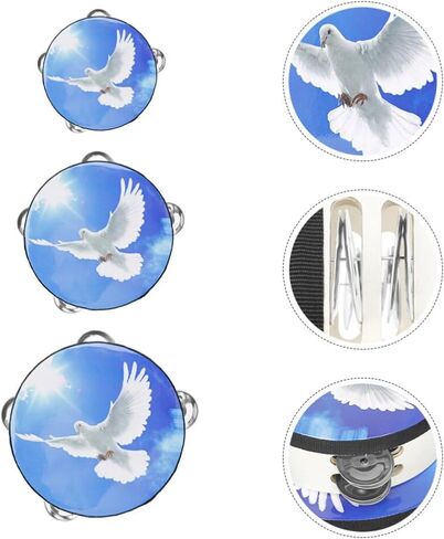 UPKOCH 3pcs Kids & Adult Tambourine Set -6'',8'', 10" Handheld Percussion Instruments with Double Row Jingle, Perfect for Beginners, Music Classes, and Parties in Saudi Arabia