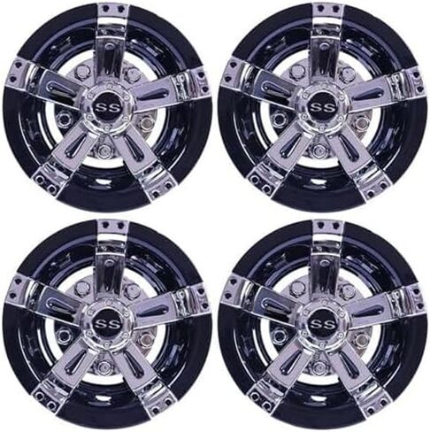 10 Inch Golf Cart Hub Caps Wheel Covers W/Chrome Spokes for EZGO Cub Car Yamaha in Saudi Arabia