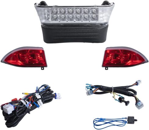 VPAHub Club Car Precedent LED Basic Light Kit （-08 up 48V, 1 LED Headlight with bumper, 2 LED taillight, 1 bucket harness, 1 basic wire harness, 1 Fuse wire harness, instruction & hardware included in Saudi Arabia