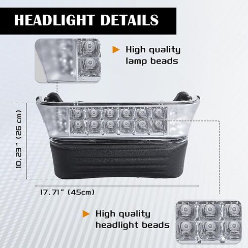VPAHub Club Car Precedent LED Basic Light Kit （-08 up 48V, 1 LED Headlight with bumper, 2 LED taillight, 1 bucket harness, 1 basic wire harness, 1 Fuse wire harness, instruction & hardware included in Saudi Arabia