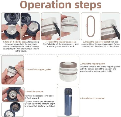 12pcs Gasket Replacement for Zojirushi Stainless Steel Mug, Silicone Lid Seal Ring Stopper Parts Leak-Proof Water Bottle Accessories for 16oz 12oz Compatible with SM-K Series BPA Free in Saudi Arabia