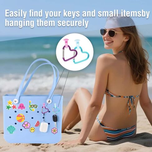 24-Piece Accessories for Bogg Bag– Cup Holder for Stanley 30/40oz, Cute Decorative Bag Charms, Insert Key Hooks, Silicone Phone Holder Women Tote Bags Organizer Kit for Beach, Travel & Daily Use in Saudi Arabia
