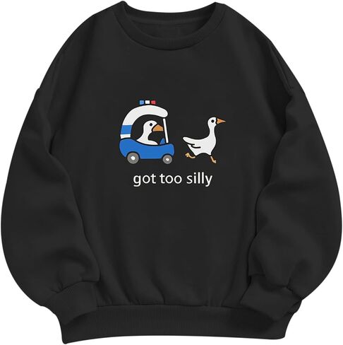 Got Too Silly Goose Sweatshirt Funny Cute Sweatshirts for Women Duck Car Long Sleeve Shirt Graphic Crewneck Pullover in Saudi Arabia