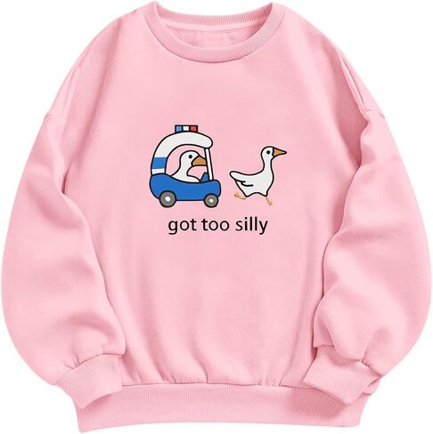 Got Too Silly Goose Sweatshirt Funny Cute Sweatshirts for Women Duck Car Long Sleeve Shirt Graphic Crewneck Pullover in Saudi Arabia
