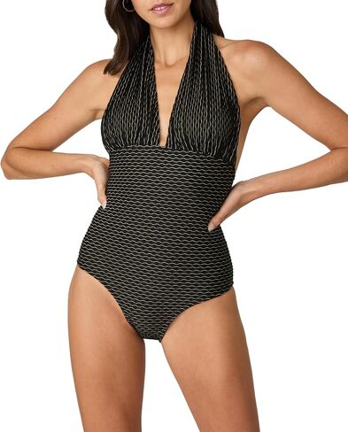 Shoshanna Women's Jet Wave Texture Halter One Piece in Saudi Arabia