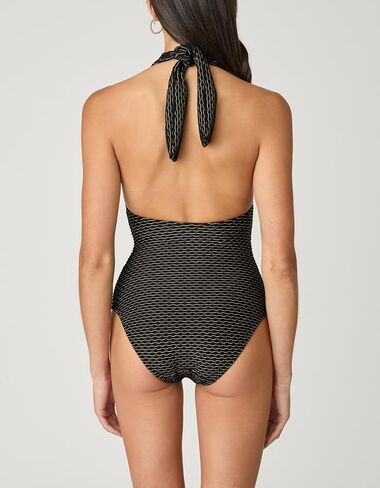 Shoshanna Women's Jet Wave Texture Halter One Piece in Saudi Arabia