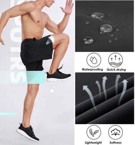 XinYangNi Men's Hiking Cargo Shorts with Zipper Pockets Lightweight Stretch Outdoor Quick Dry Shorts in Kuwait