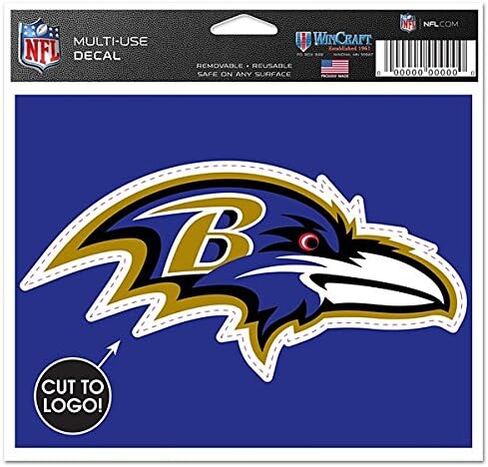 Wincraft NFL Baltimore Ravens WCR42237014 Multi-Use Decal, 4.5" x 5.75" in Kuwait