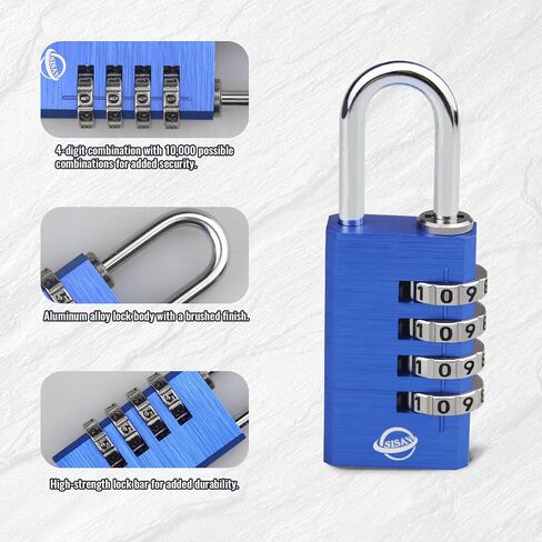 4-Digit Aluminum Combination Padlock for Gym,School Lockers,Toolbox,Fence Gate,and Employee Locker,(Purple 1pack) in Kuwait