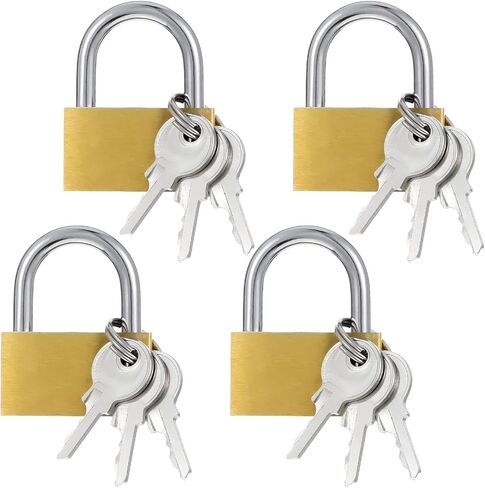 Small Keyed Padlocks 4pcs Small Padlock with Key Solid Brass Padlock Padlocks with Brass Body & Steel Shackle for Sheds Storage Unit Fence Toolbox (Gold, 1.4 x 1.1 Inch) in Saudi Arabia
