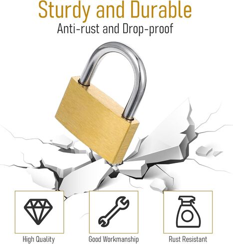 Small Keyed Padlocks 4pcs Small Padlock with Key Solid Brass Padlock Padlocks with Brass Body & Steel Shackle for Sheds Storage Unit Fence Toolbox (Gold, 1.4 x 1.1 Inch) in Saudi Arabia
