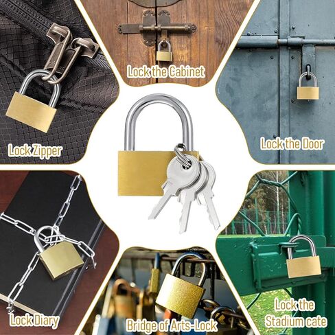 Small Keyed Padlocks 4pcs Small Padlock with Key Solid Brass Padlock Padlocks with Brass Body & Steel Shackle for Sheds Storage Unit Fence Toolbox (Gold, 1.4 x 1.1 Inch) in Saudi Arabia