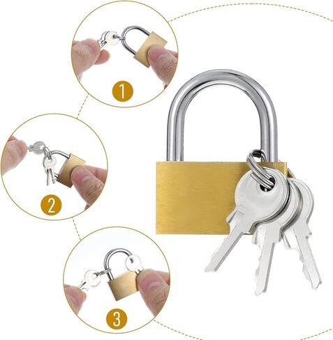 Small Keyed Padlocks 4pcs Small Padlock with Key Solid Brass Padlock Padlocks with Brass Body & Steel Shackle for Sheds Storage Unit Fence Toolbox (Gold, 1.4 x 1.1 Inch) in Saudi Arabia
