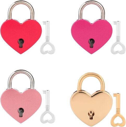 4PCS Mini Heart Locks with Keys, Small Diary Padlock, Small Heart Lock with Key, Colorful Personalized Love Padlock Smal Love Locks for Diary Book Storage Box, Jewelry Locker Decor, Valentine Gift in Saudi Arabia