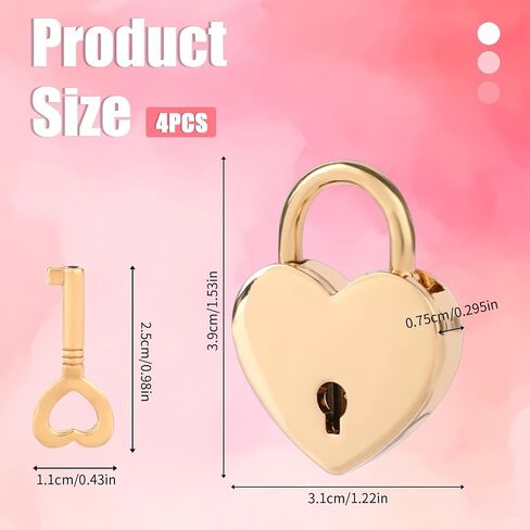 4PCS Mini Heart Locks with Keys, Small Diary Padlock, Small Heart Lock with Key, Colorful Personalized Love Padlock Smal Love Locks for Diary Book Storage Box, Jewelry Locker Decor, Valentine Gift in Saudi Arabia