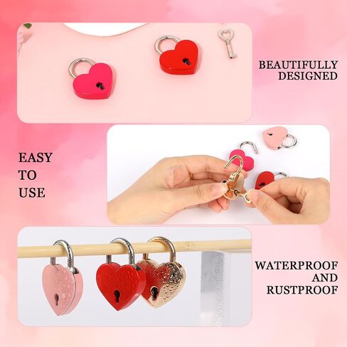 4PCS Mini Heart Locks with Keys, Small Diary Padlock, Small Heart Lock with Key, Colorful Personalized Love Padlock Smal Love Locks for Diary Book Storage Box, Jewelry Locker Decor, Valentine Gift in Saudi Arabia