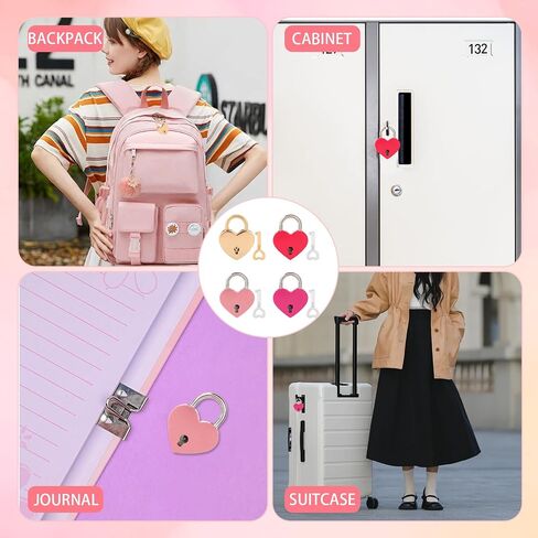 4PCS Mini Heart Locks with Keys, Small Diary Padlock, Small Heart Lock with Key, Colorful Personalized Love Padlock Smal Love Locks for Diary Book Storage Box, Jewelry Locker Decor, Valentine Gift in Saudi Arabia