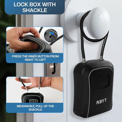 Portable Combination Lock keybox,For House Keys Key Hiders to Hide a Key Outside,Waterproof Key Safe Storage Lock Box (With cable) in Kuwait