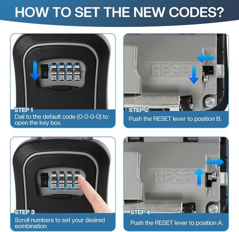 Portable Combination Lock keybox,For House Keys Key Hiders to Hide a Key Outside,Waterproof Key Safe Storage Lock Box (With cable) in Kuwait