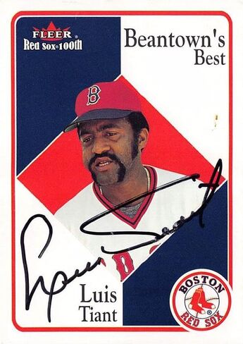 Luis Tiant autographed Baseball Card (Boston Sox) 2001 Fleer Sox 100th Beantown's Best #92 - Baseball Slabbed Autographed Cards in Saudi Arabia
