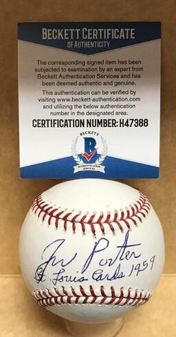 J.w Porter St. Louis Cards 1959 Signed Autographed M.l. Baseball Beckett H47388 - MLB Autographed Baseball Cards in Saudi Arabia