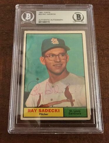 1961 Topps Ray Sadecki المتوفى الكرادلة تسجيل بطاقة Beckett Autograph - بطاقات موقعة بالبيسبول in Saudi Arabia