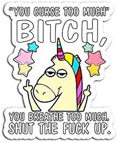 Angry Cussing Cursing Unicorn Funny - Decorative Sticker Graphic in Saudi Arabia