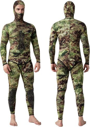 FLEXEL Men Spearfishing Premium Camouflage 3mm 5mm CR Neoprene Wetsuit Scuba Diving Suit Hoodie Snorkeling Suits 2 Piece in Kuwait