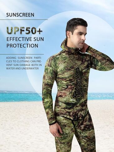 FLEXEL Men Spearfishing Premium Camouflage 3mm 5mm CR Neoprene Wetsuit Scuba Diving Suit Hoodie Snorkeling Suits 2 Piece in Kuwait