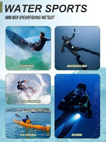 FLEXEL Men Spearfishing Premium Camouflage 3mm 5mm CR Neoprene Wetsuit Scuba Diving Suit Hoodie Snorkeling Suits 2 Piece in Kuwait