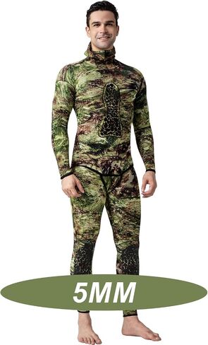 FLEXEL Men Spearfishing Premium Camouflage 3mm 5mm CR Neoprene Wetsuit Scuba Diving Suit Hoodie Snorkeling Suits 2 Piece in Kuwait