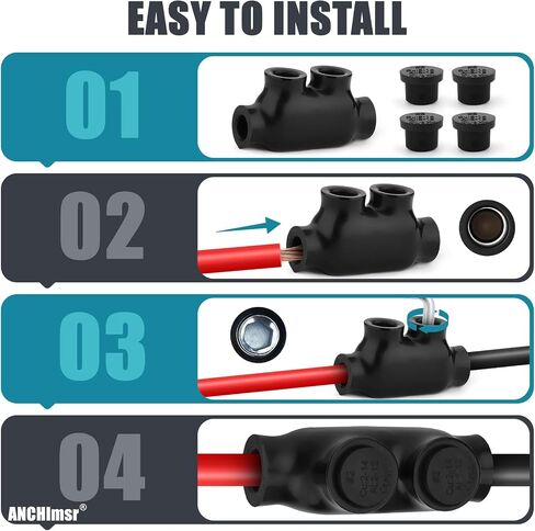 2 Port Insulated Multi Tap Connector, 4-14 AWG, Aluminum to Copper Wire Connectors, Single Side Entry Aluminum Wire Connectors, 5/32" Slotted Allen Hex (5 Pack) in Saudi Arabia