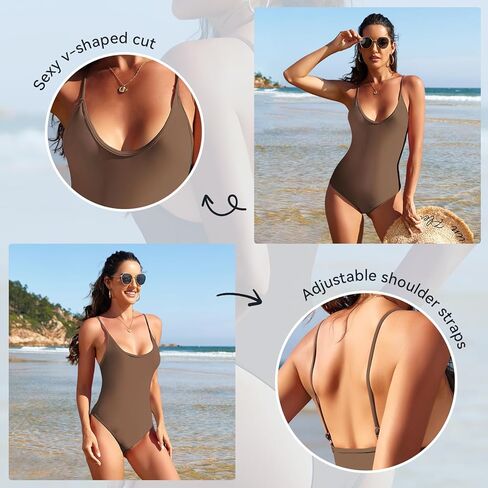American Trends Sexy One Piece Swimsuit for Women V Neck Bathing Suit Sexy Open Back High Cut Swimwear in Saudi Arabia