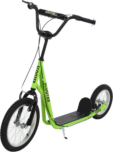 Aosom Youth Scooter, Teens Kick Scooter, Adjustable Handlebar Ride On Toy for 5+ with 16" Front and 12" Rear Dual Brakes Inflatable Wheels in Saudi Arabia