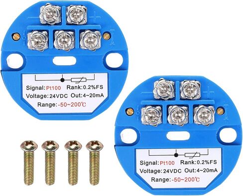Meccanixity 2pcs 0-300c RTD PT100 وحدة مرسل مستشعر درجة الحرارة 4-20MA مضخم درجة الحرارة DC24V للمناصرة الحرارية ، وحدات PLC in Kuwait