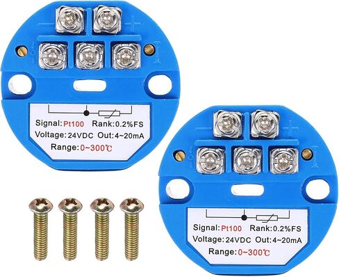 Meccanixity 2pcs 0-300c RTD PT100 وحدة مرسل مستشعر درجة الحرارة 4-20MA مضخم درجة الحرارة DC24V للمناصرة الحرارية ، وحدات PLC in Kuwait