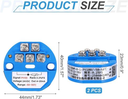 Meccanixity 2pcs 0-300c RTD PT100 وحدة مرسل مستشعر درجة الحرارة 4-20MA مضخم درجة الحرارة DC24V للمناصرة الحرارية ، وحدات PLC in Saudi Arabia