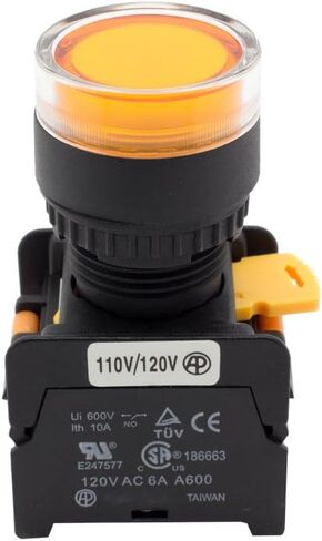 LXG-22 22MM 1NO زر الضغط لحظة التبديل 24V AC DC LED إضاءة (أصفر) in Kuwait