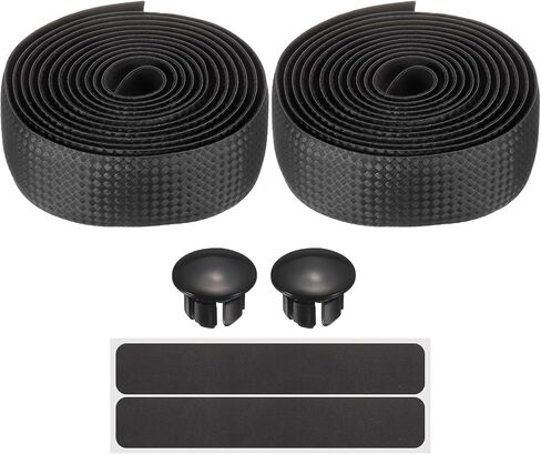 Harfington Bike Handlebar Tape Pu eva Carbon Carbon Lives Soft Bickle Bar Bar مع مقابس نهائية لركوب الدراجات القابلة للطي على الطريق تعزيز قبضة الدراجة والفضة in Saudi Arabia