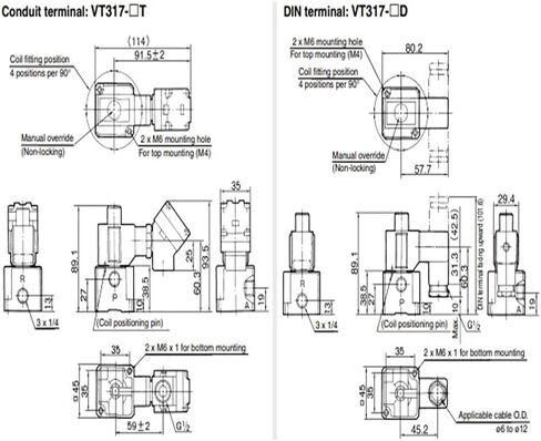 3 Port Solenoid Valve Direct Operated Poppet Type VT317 Series VT317 VT317V VT317/VT317V-6G/5G/4G/3G/6D/5D/4D/3D/5DZ-02(VT317-4G-02) in Saudi Arabia