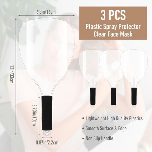 3 Pack Barber Salon Face Shield, Face Shield Mask for Hairspray, Clear Hairspray Hairdressing Mask, Plastic Reusable Protector Masks for Hairdressing Haircut Plastic Face-shield in Saudi Arabia