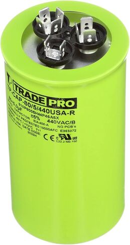 TRADEPRO (TP-CAP-80/5/440USA-R) 80+5 MFD 440 Volt Round Dual Run Capacitor, Made in USA | 60,000 Hour Operating Life, Aluminum Composition, -40°F to 158°F (-40°C to 70°C) Temperature Range in Saudi Arabia